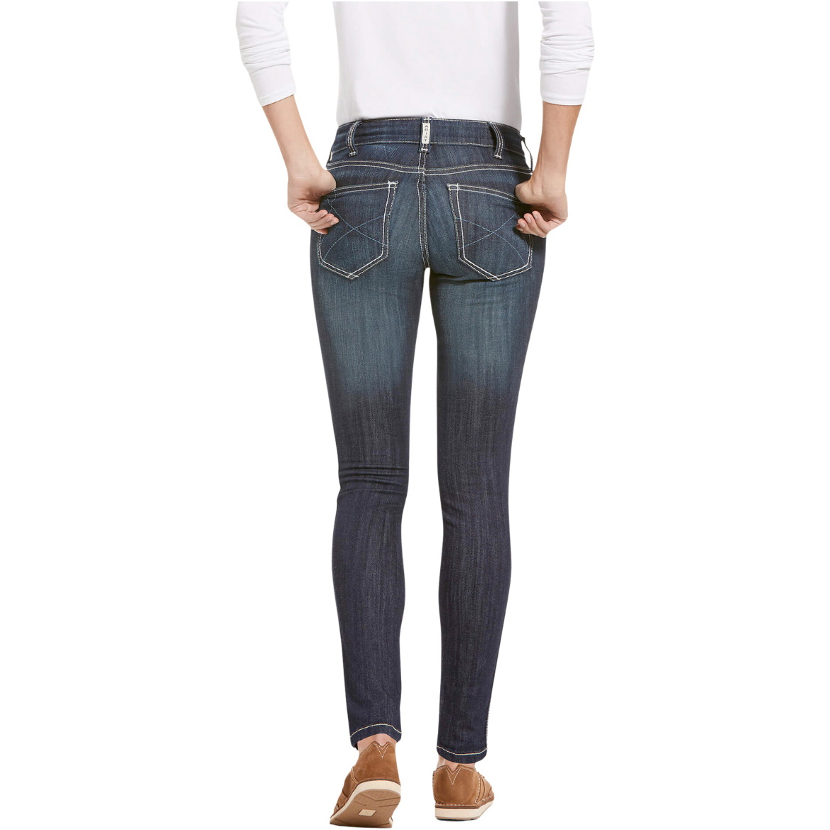 2025 Ariat Frauen R . E . A . L . Mid Rise Stretch Outseam Ella Skinny Jean 10018357 - Celestial
